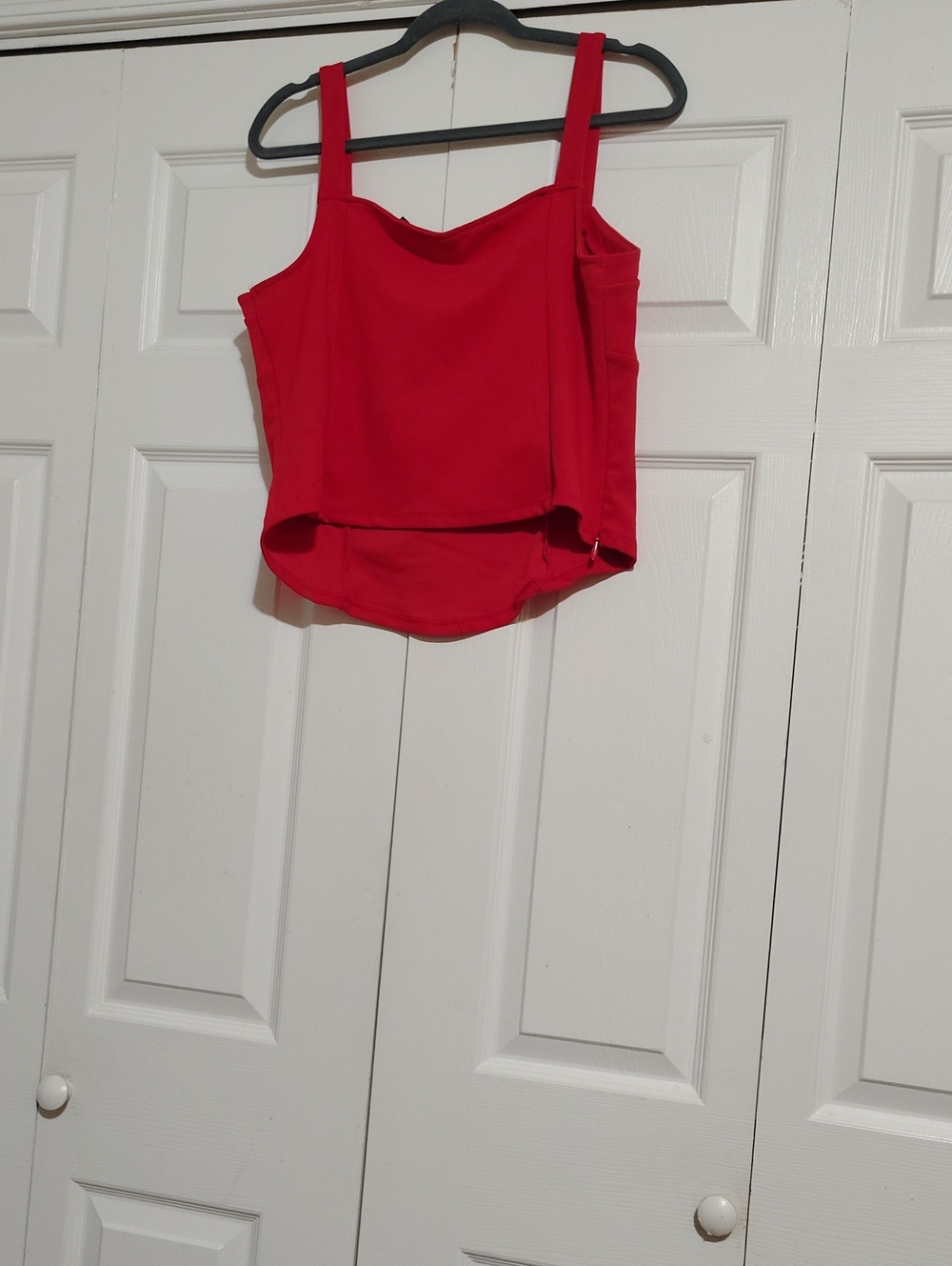 Red Cowl Neck Button-Accent Women's Tank Top Lg - Picture 2 of 2